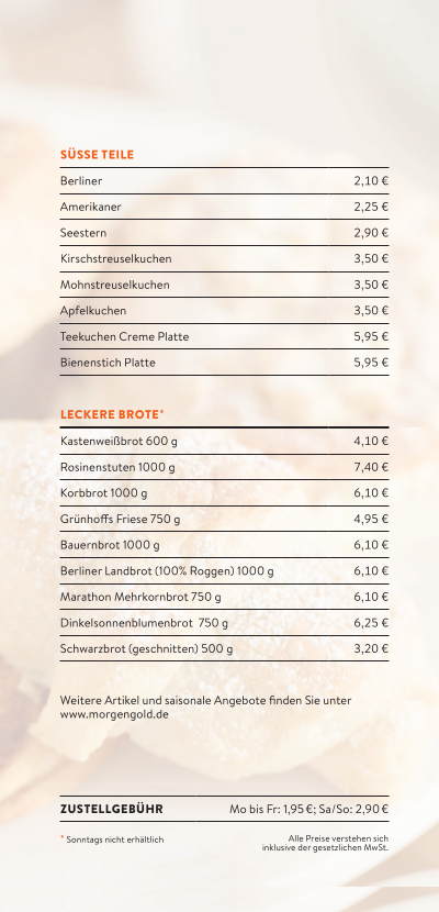 Preisliste – Süße Teile & Brote Seite 2